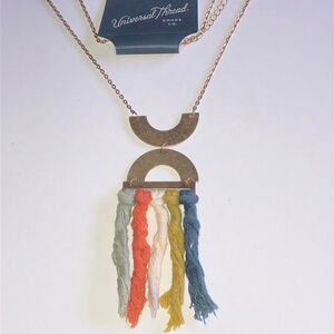 Universal Thread Gold Tone Multicolor Boho Fringe Necklace